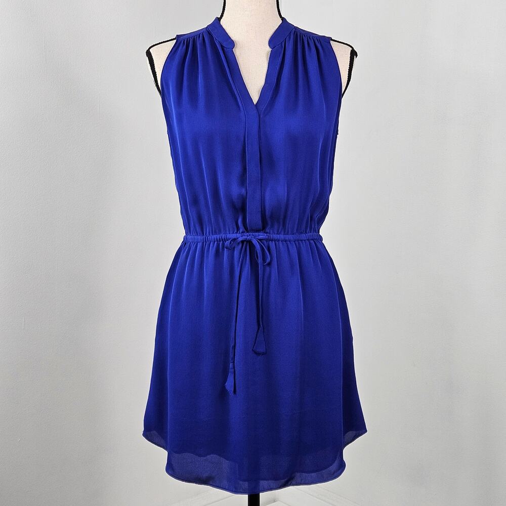 Aritzia Babaton Blue Silk Mini Dress Sleeveless With Pockets |‎ Women's Small